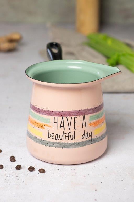 klassische  Kaffeekanne,11cm,0,7 Ltr, Dekor " Have a beautyful Day"