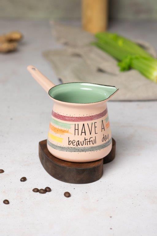 klassische  Kaffeekanne,7cm,0,4 Ltr, Dekor " Have a beautyful Day"